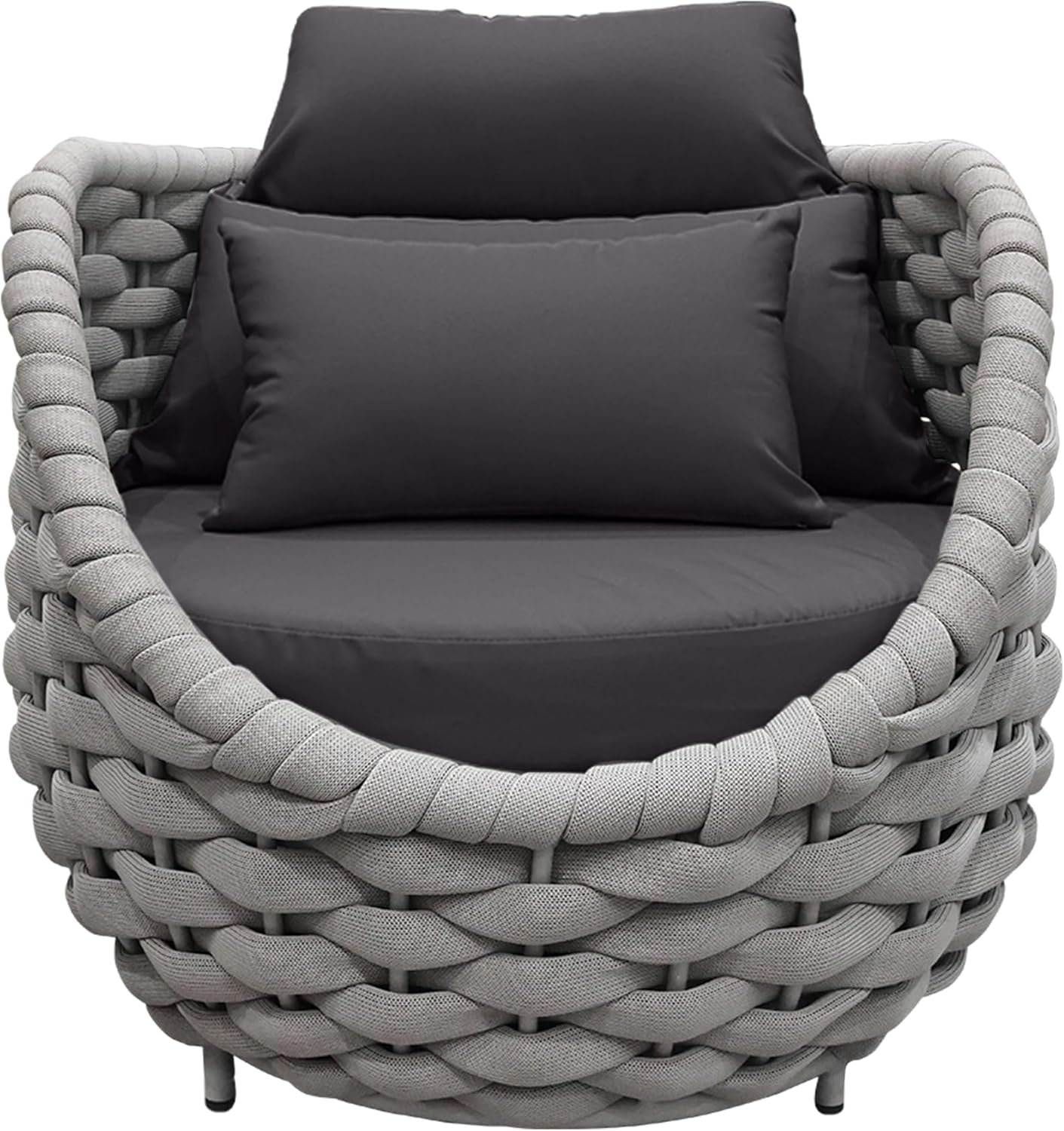 TWT 6 Pieces Patio Sofas All-Weather Teslin Rope Balcony Furniture with Dark Grey Cushions & Pillows, Patio Couch Outdoor Patio Furniture Set for Indoor, Balcony, Backyard, Deck, Poolside