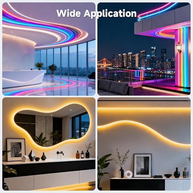 BTF-LIGHTING Silicone LED Channel System 9.8Ft Flexible Milky White Cover DIY Spotless Tube for ≤6mm Width LED Strip,Neon Rope Light Channel Diffuser, for Kitchen Cabinet, Room, Patio(No LED Strip)