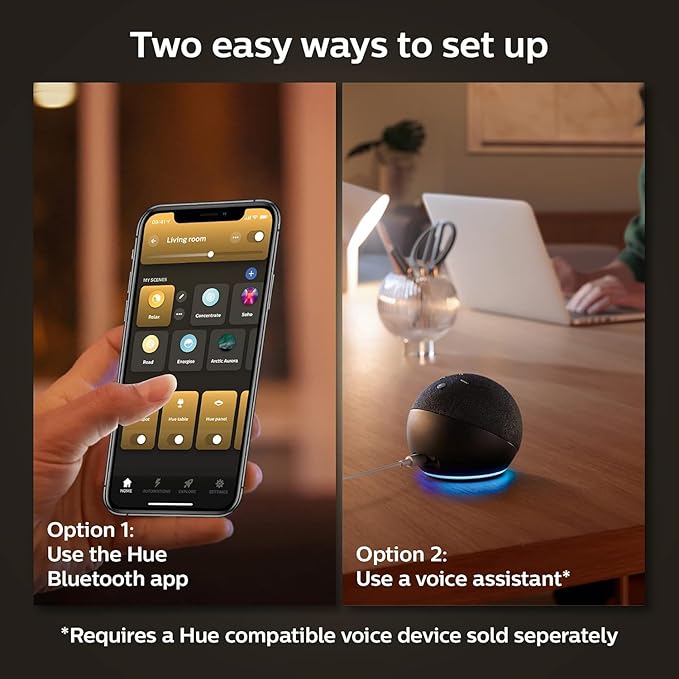 Philips Hue Smart 40W A19 Filament LED Bulb - White Ambiance Warm-to-Cool White Light - 4 Pack - 550LM - E26 - Indoor - Control with Hue App - Works with Alexa, Google Assistant and Apple Homekit