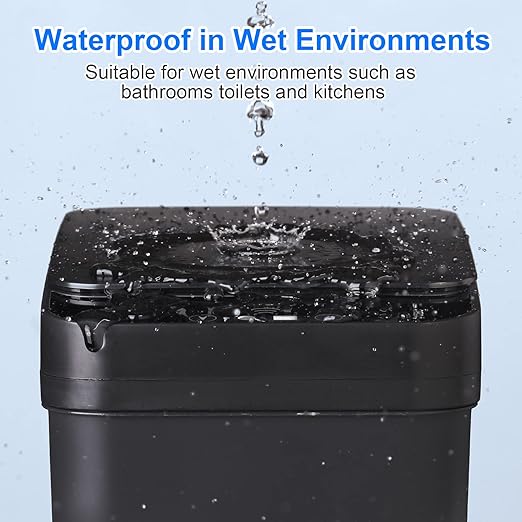 Anborry Bathroom Automatic Trash Can 2 Pack 2.2 Gal & 4 Gal Touchless Motion Sensor Small Garbage Can with Lid Smart Electric Narrow Garbage Bin for Bedroom Office Kitchen (Black)