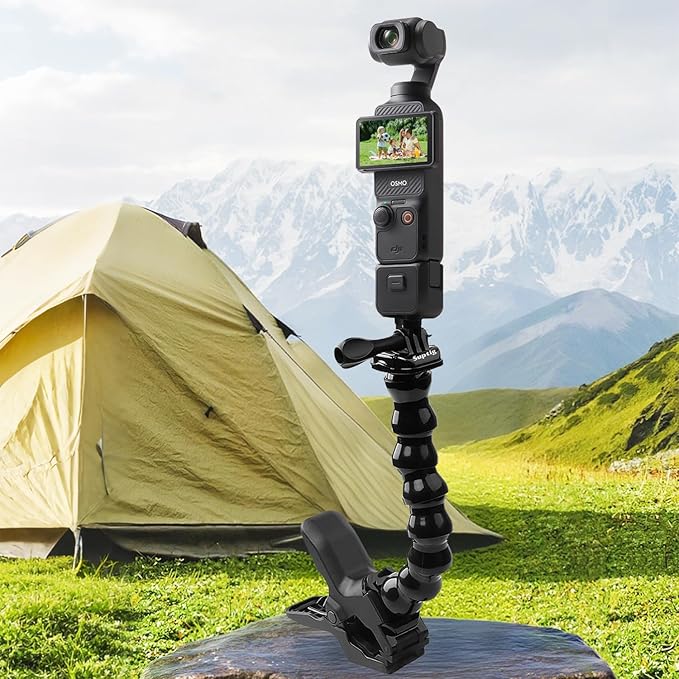 Suptig Jaws Flex Clamp Mount Gooseneck Mount for GoPro Hero 13 Hero 12 Hero 11 Hero 10 Hero 9 Hero 8 Hero 7 Hero 6 Hero 5 Hero 4 Session Hero 3+ Hero 3 Akaso EK7000 DJI osmo Arlo Action Camera.