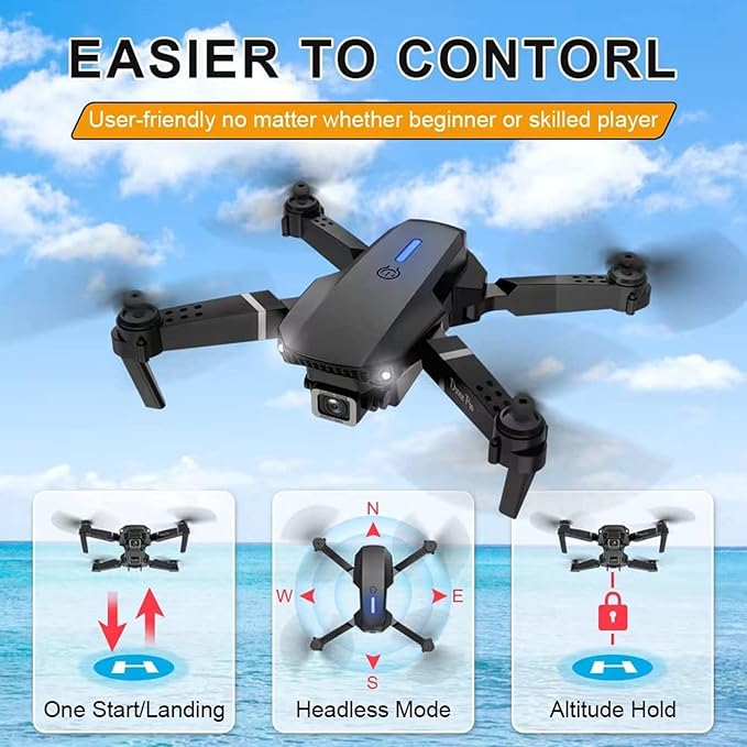 Mini Drone with Camera for Adults - Christmas Toy Gift for Beginner Age 15 Years Old - RC Quadcopter Multirotors | Foldable UAV | WiFi HD FPV Live Video | One Key Take Off/Land | Altitude Hold | Headless Mode | 360° Flip | Carrying Case (INS+ Black)