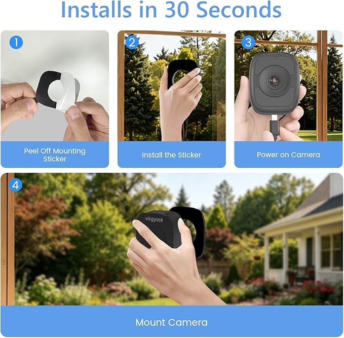 3K 5MP Window Security Camera, 2.4/5GHz WiFi Cameras for Home Security for Indoor & Outdoor Monitoring, Anti-Reflection Night Vision, AI Human Detection, 24/7 Continuous Recording (1Pack)