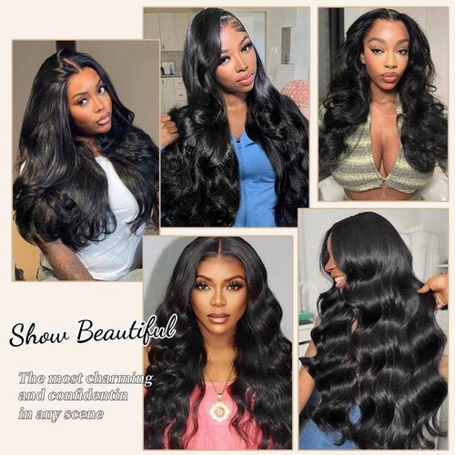 Gurdan 13x6 Lace Front Wigs Human Hair 200 Density Body Wave Lace Front Wigs Human Hair Pre Plucked Glueless Wig HD Lace Frontal Wigs Natural Color 26 Inch