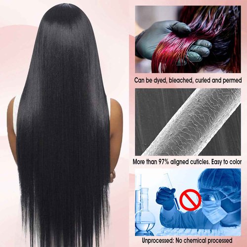 Human Hair Bundles,Straight 4 Bundles 16 18 20 22 Inch,16A Bundles Human Hair,100% Unprocessed Virgin Brazilian Hair Extensions Double Weft, Quick Weave Sew In Hair Bundle