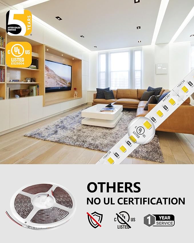EMITEVER LED Strip Lights Cool White, 5000K 32.8ft 24V LED Tape Light UL Listed, Ra 95+, IP30, 2.9W/ft, 240+Lumens/ft, 1200LEDS/Spool, 5 Year Warranty (Power Supply Sold Separately)