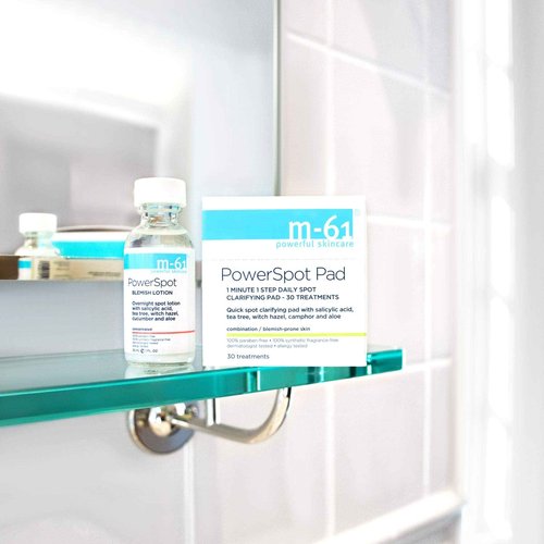 m-61 Powerspot Pads | Quick Spot Clarifying Pad With Salicylic Acid, Tea Tree, Witch Hazel, Aloe. For Blemish-Prone Skin - 30 Treatments