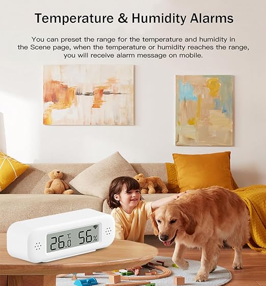 WiFi Thermometer Hygrometer: Smart Temperature Humidity Sensor, Indoor Room Temperature Monitor with App Notification Alerts & Free Data Storage Export, Digital Remote Monitor for Bedroom (2-Pack)