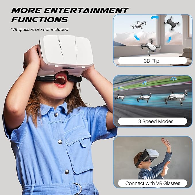 SIMREX Mini Drone with 720P Camera for Kids & Beginners - Foldable RC Quadcopter, Optical Flow Positioning, Altitude Hold, 3D Flip, 2 Batteries 20Min Flight, Safe & Easy Indoor Outdoor Flying Toy Gift (New White)