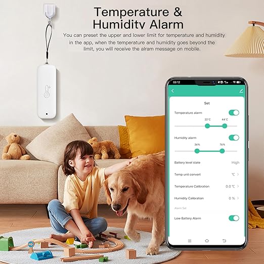 WiFi Hygrometer Thermometer Sensor: Wireless Smart Temperature Humidity Monitor with App Notification Alert, Data Storage Export, Calibration Function, Compatible with Alexa (White-1PCS)