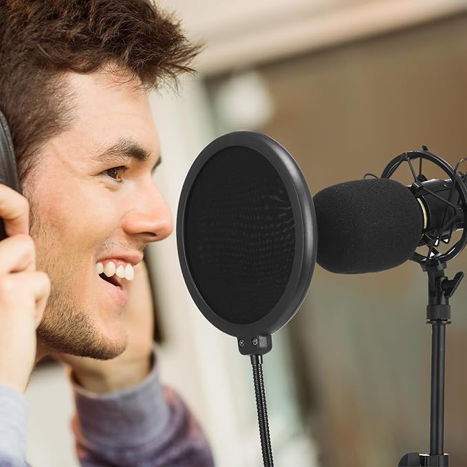 Sherr 4 Pack XLR Condenser Microphone Professional Studio Cardioid Microphone Kit Include Cardioid Mics Shock Stand Windproof Cotton Blowout Net Metal Stand Male Female Cable for Podcasting Record