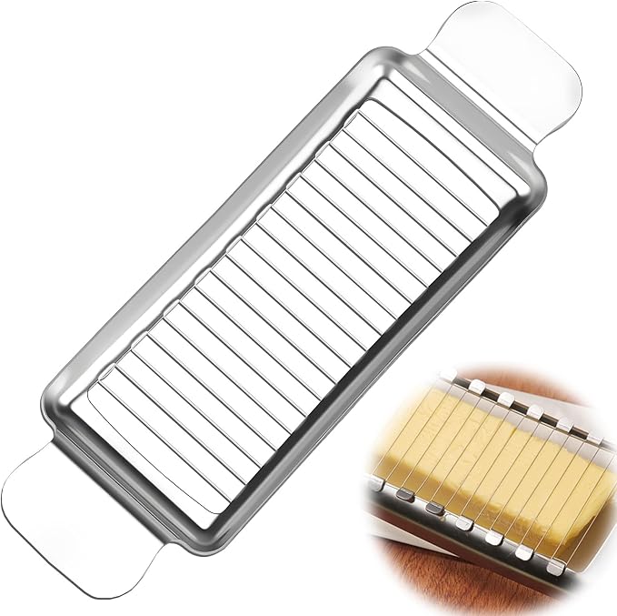 Butter Slicer Cutter for Block Cheese, 304 Stainless Steel Butter Slicers, Multipurpose Handheld Cutter for Block Cheese, Soft Fruits, Eggs, Dishwasher Safe Kitchen Tool