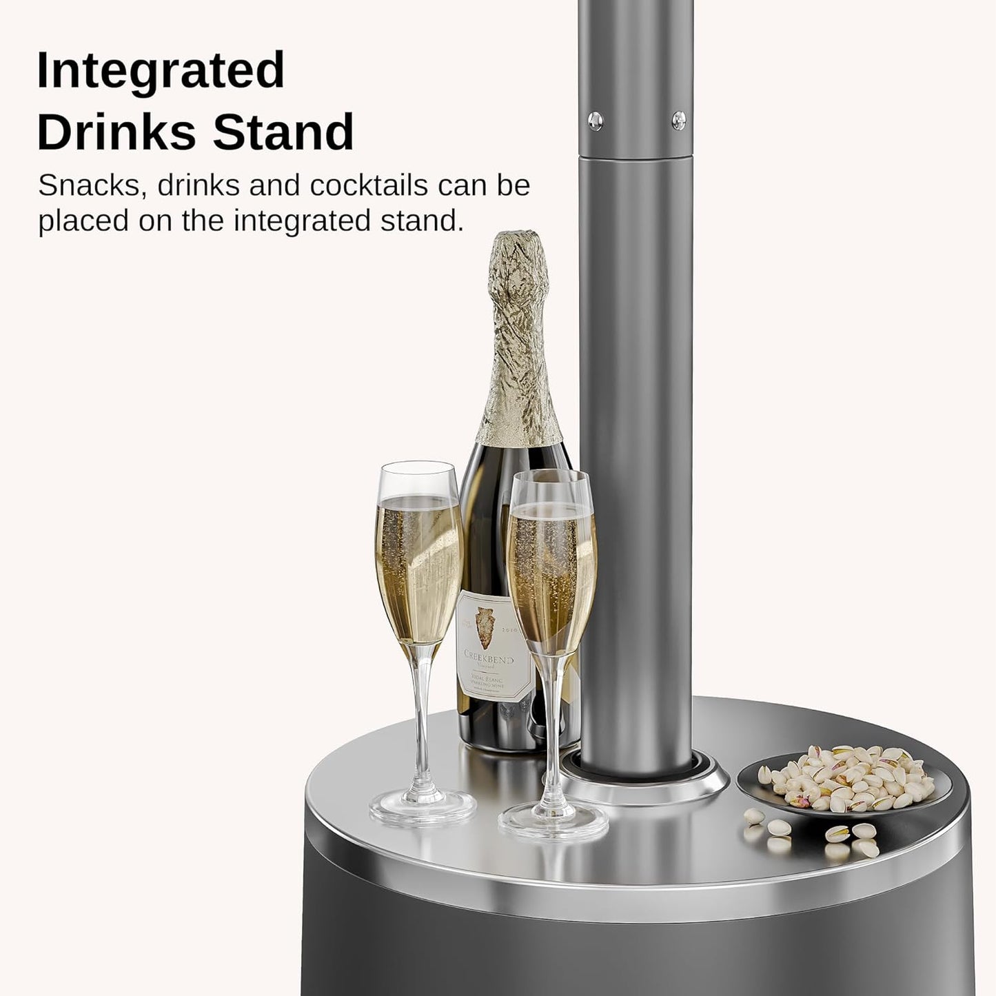 EAST OAK 50,000 BTU Patio Heater with Sand Box, Table Design, Double-Layer Stainless Steel Burner, Wheels, Triple Protection System, Outdoor Heater for Home and Residential, Lava Smoke