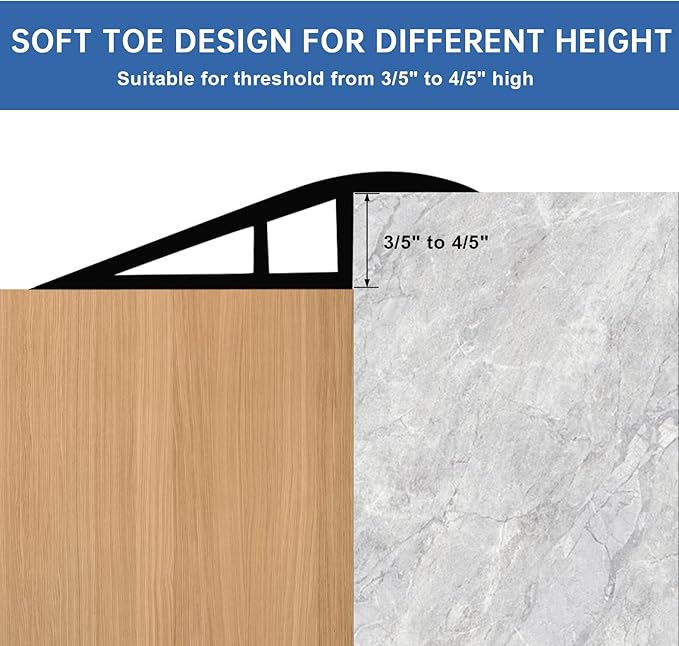 Vinyl Door Threshold Flooring Transition Strip Self Adhesive Carpet Edging Strip for Laminate Doorway Edge Threshold from 3/5" to 4/5" (Gray, 6.6 Ft)