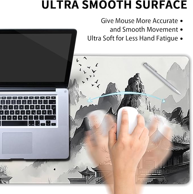 Japanese Mouse Pad XXL 35.4x15.7 Inch Japanese Cherry Blossom Gaming Mouse Pad Non-Slip Rubber Base with Stitched Edges Japanese Anime Desk Mat Extended Large Mousepad for Home Office Gaming Work