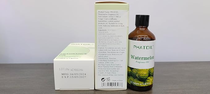 PHATOIL 3.38FL.OZ Watermelon Fragrance Oils for Aromatherapy, Essential Oils for Diffusers for Home, Perfect for Diffuser, Yoga, Skin Care, DIY Candle and Soap Making - 100ml