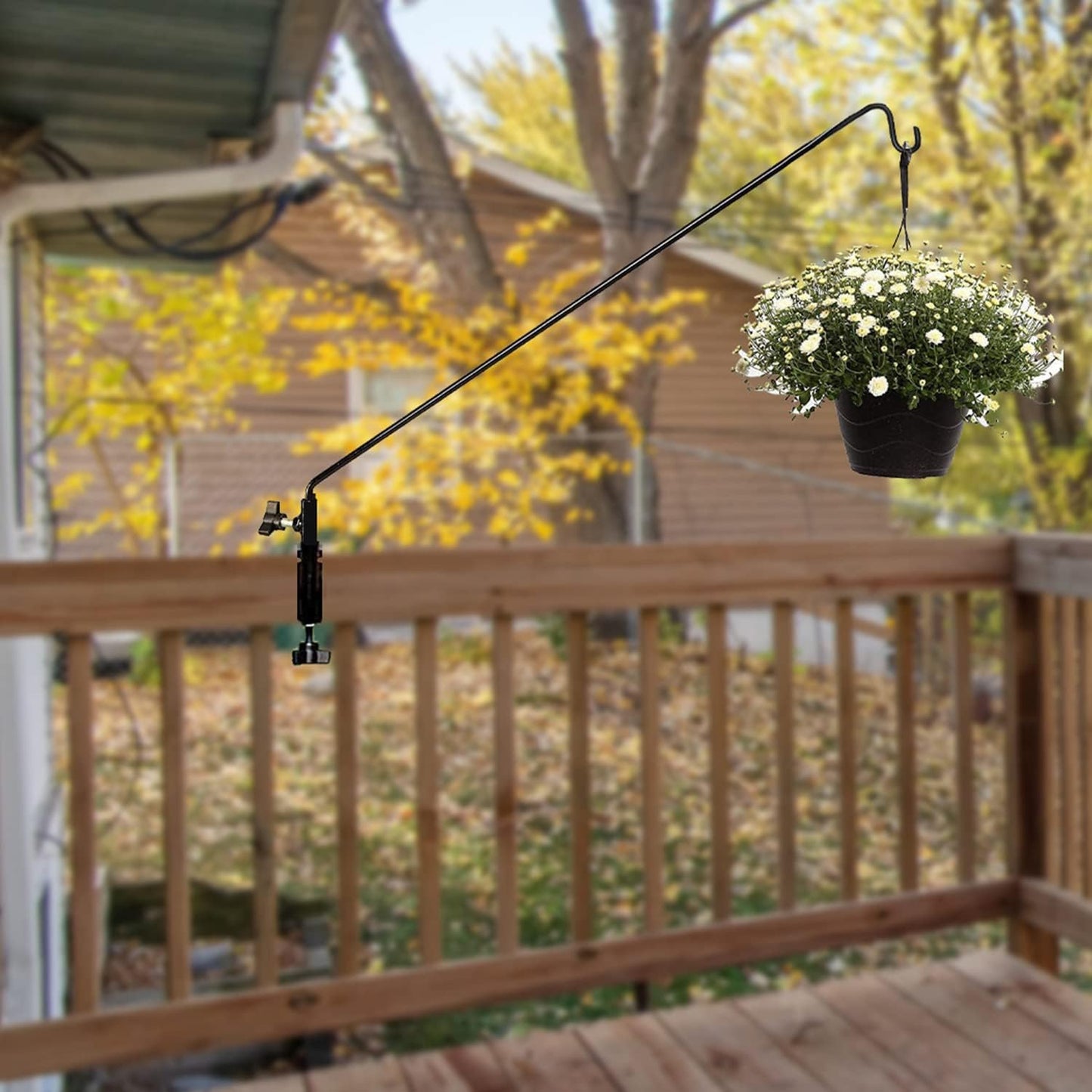 Ashman Deck Hook (1 Pack, 49-Inch Deck Hook), Double Forged Solid Metal Single Piece Rod, Ideal for Bird Feeders, Plant Hangers, Coconut Shell Hanging Baskets, and Lanterns.