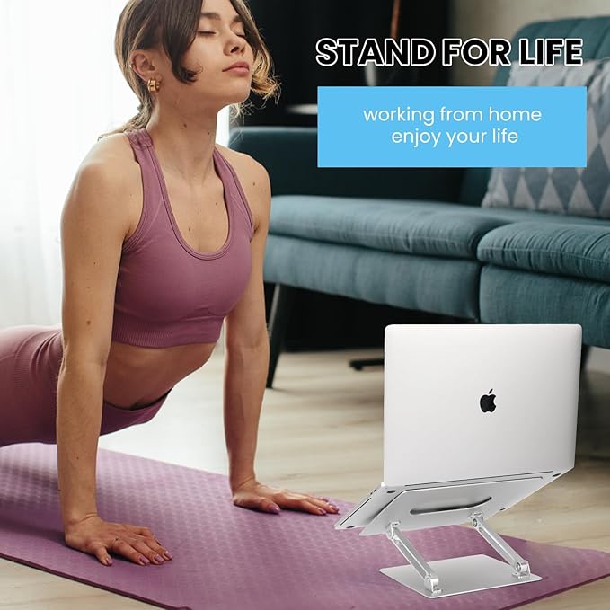 Laptop Stand for Desk, Ergonomic Aluminum Laptop Stand Adjustable Height, Foldable Laptop Riser for 10-17 Inchs Laptop(Gold)