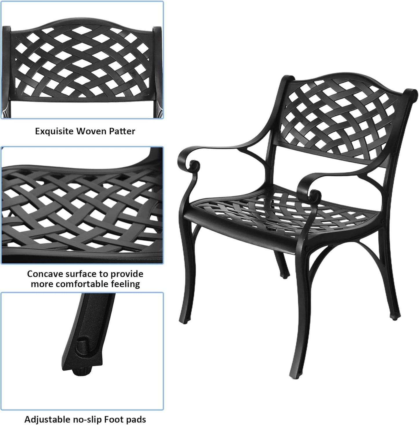 5 Piece Patio Dining Set, All-Weather Metal Outdoor Table and Chairs Set of 4, Cast Aluminum Patio Furniture Set for Patio, Garden, Backyard, Balcony