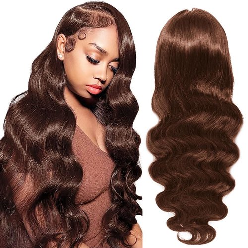 Kesenmu Chocolate Brown Lace Front Wig - 13x6 HD Body Wave, Pre Plucked with Baby Hair, 180% Density, Glueless Brown HD Frontal Wig, 20 inch