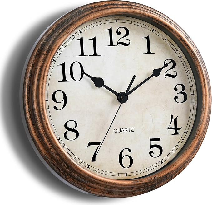 Wall Clock, Vintage Battery Operated, Retro Silent Non Ticking Decorative Clocks for Home Kitchen School Living Room
