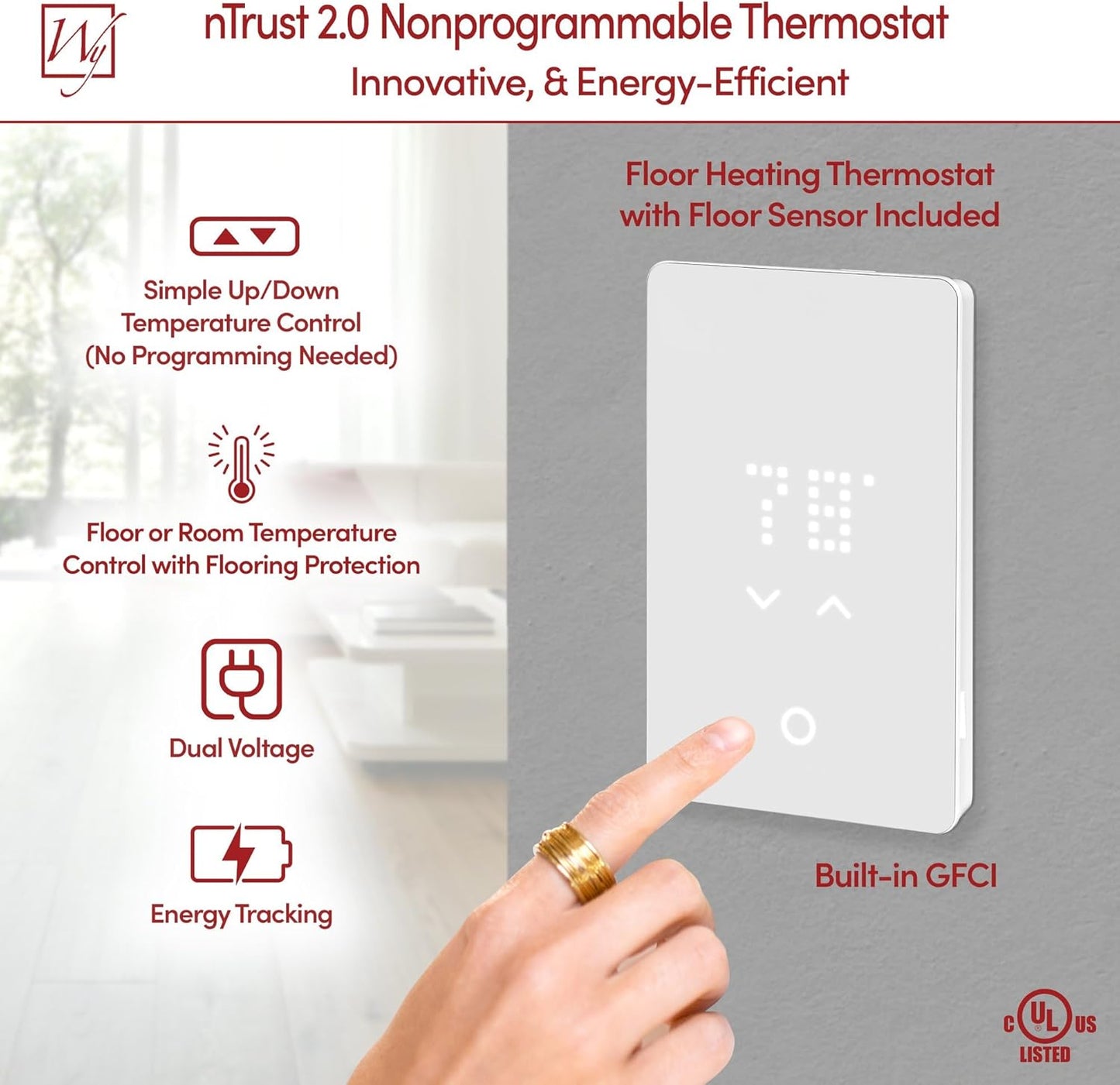 21 Sqft Heated Floor Mat Kit with Radiant Floor Heating System Thermostat UTN5, Two Sensors, Tester, 240V Electric Radiant Floor Heating Mat installs under Bathroom Tile, Vinyl - WarmlyYours TempZone