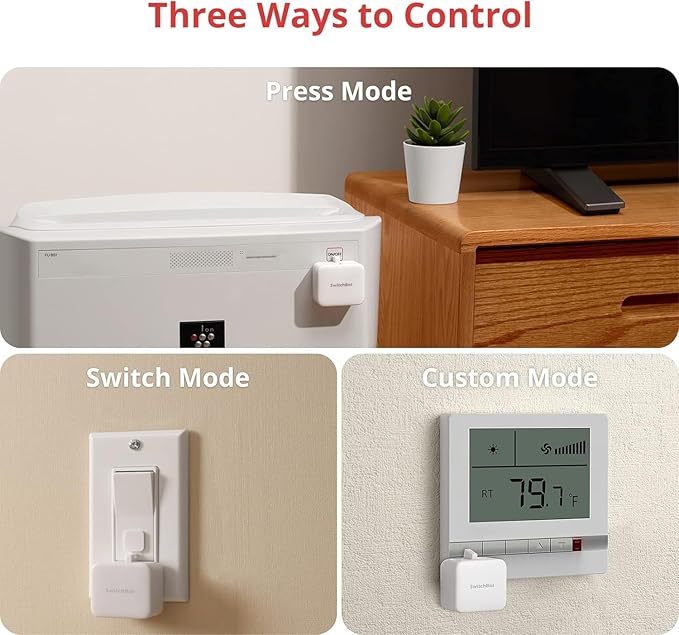 Switchbot Bluetooth Fingerbot Button Pusher for Rocker Switches – Turn Lights/Coffee On by App or Timer, No Tools, Optional Hub for Voice & Away Control, White