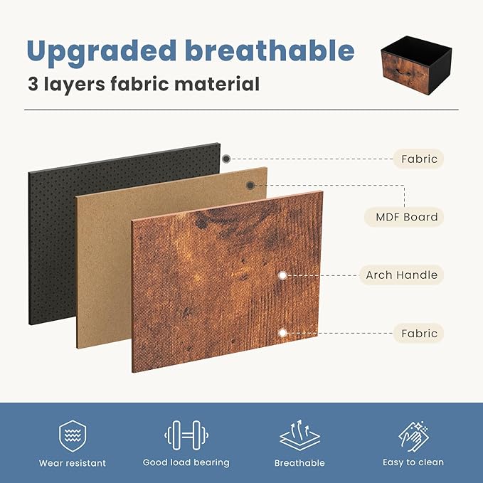 DUMOS Nightstand Small Dresser with 2 Fabric Drawers Side Bedroom End Table Kids Bedside Storage Furniture for 20 inch Tall Night Stand for Closet, Entryway, College Dorm, Rustic Brown