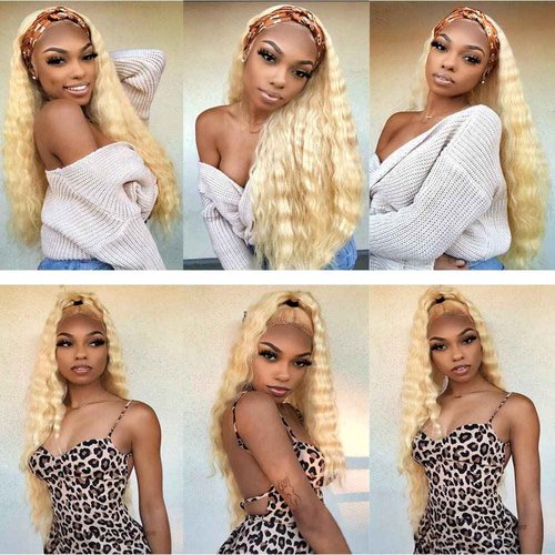 Giginger Brazilian Human Hair Bundles 22 24 26 Inch Blonde 613 Color Deep Wave Bundles Human Hair Unprocessed Virgin Quick Weave Hair for Black Women