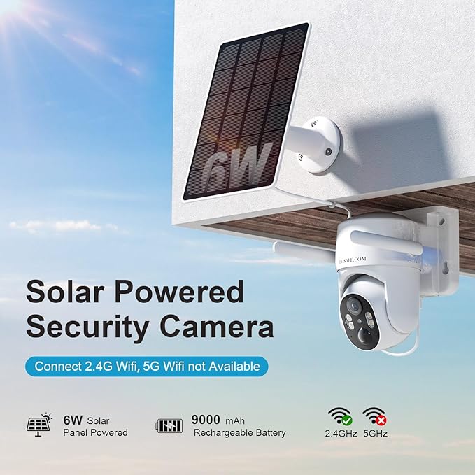 HOSAFE.COM Wireless Security Camera Outdoor, 360° PTZ Remote Cameras for Home Security Solar Powered, 2K 3MP Surveillance & Security Cameras, Free Cloud Storage(Need Apply)