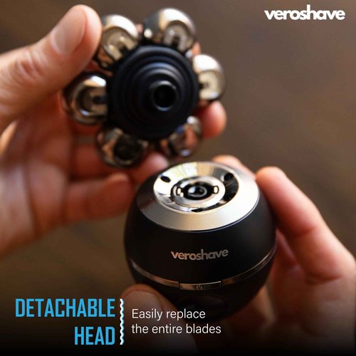 Veroshave 7-Blade Bald Head Shaver for Men - Cordless Hair Shaver for Men Bald, Rechargeable Head Trimmer for Men Bald Head, Mess-Free & Full-Shave Travel-Friendly Grooming Kit with Curved Blades