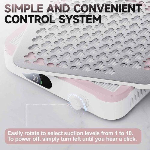 48W Cordless Nail Dust Collector with 10 Speed Settings, Powerful Suction Nail Vacuum for Manicure Table, Resin/Nail Dust Cleaner for Acrylic & Gel Nails, Salon & Home Use