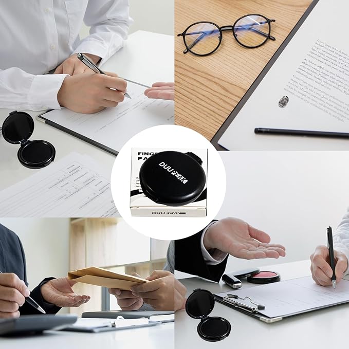 Inkless Fingerprint Ink Pad 6 Pcs, Quick-Drying & Portable, for Office Notary Supplies, Identification Security ID & Law Enforcement Fingerprint Cards Stamp Pad (Black