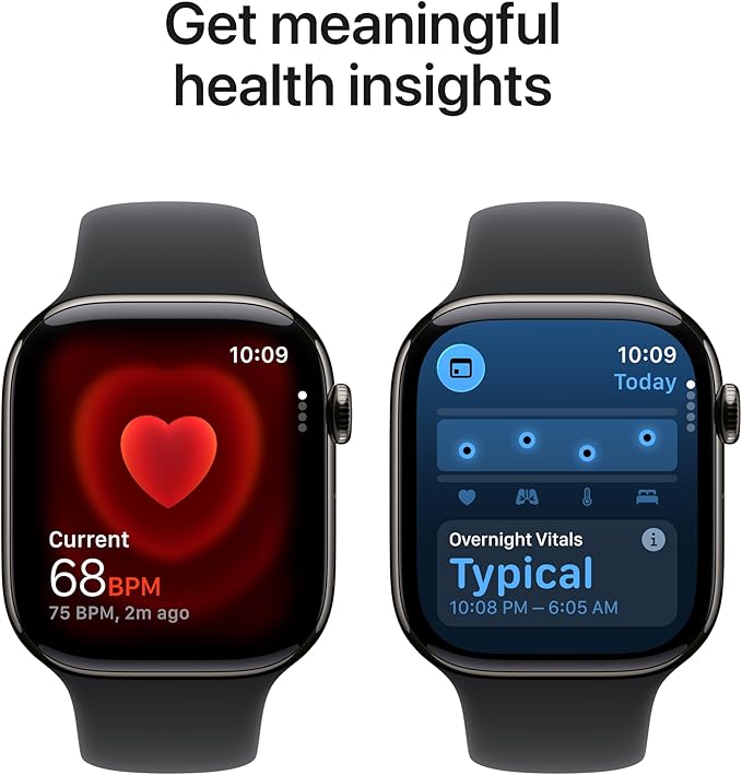 Apple Watch Series 11 [GPS + Cellular 46mm] Smartwatch with Slate Titanium Case with Black Sport Band - M/L. Sleep Score, Fitness Tracker, Health Monitoring, Always-On Display, Water Resistant
