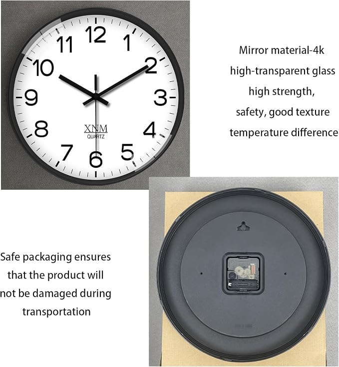 XNM Small Wall Clock Modern Wall Clocks Battery Operated 10 Inch Silent Non Ticking Classic Analog Wall Clocks for Living Room Kitchen Bedroom Decor