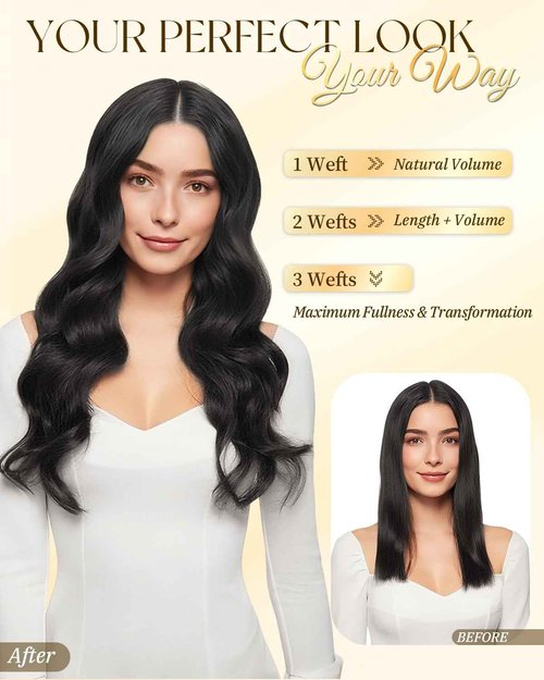 PANEWAY Butterfly Hair Extensions Human Hair 100% Real Remy, Seamless Double Weft Layered Extensions for Volume & Length Lightweight, Natural-Looking,Dyeable & Heat-Friendly(1B,Soft Black,20Inch)