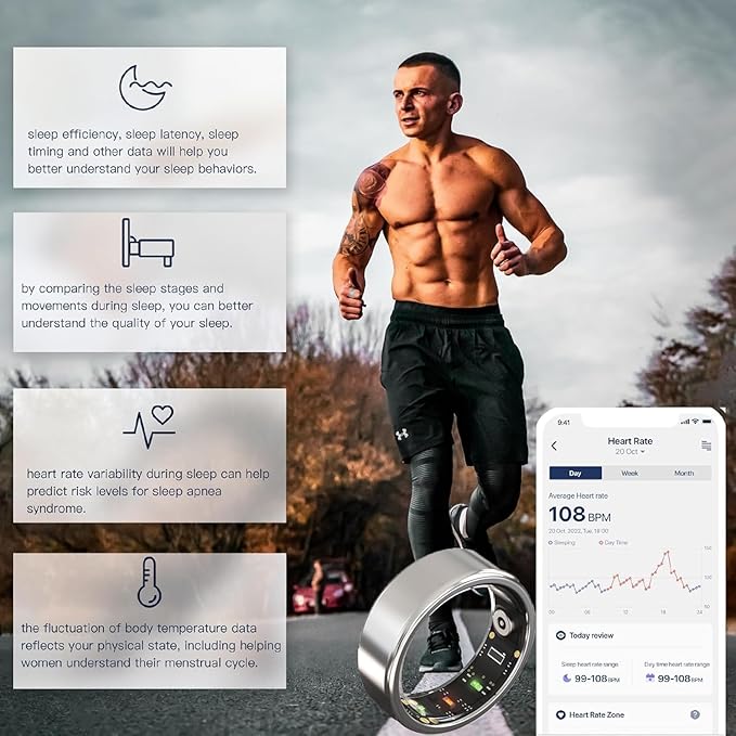 2026 Smart Ring for Women & Men Health Fitness Tracker for Daily Activity Workouts | Heart Rate Sleep Blood Oxygen Steps Cycle Monitoring Meditation | No Subscription Required (Gold, #10)