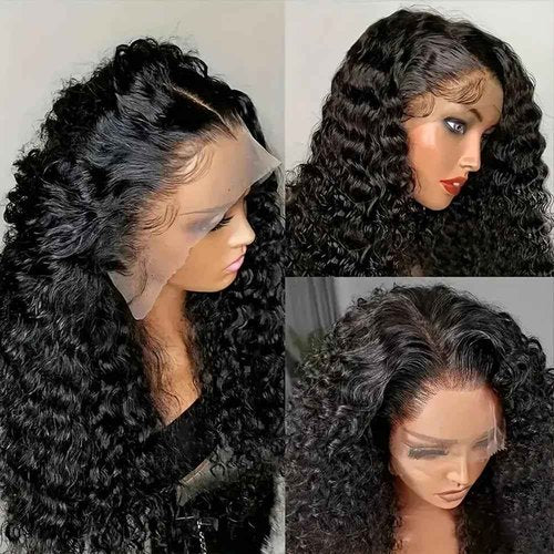 virginess Deep Wave Lace Front Wigs Human Hair Pre Plucked 24 Inch 13x4 Lace Frontal Closure Wig for Black Women Human Hair Glueless Deep Curly Lace Front Wig