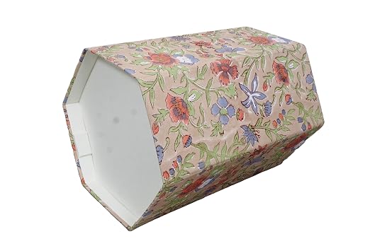 Generic 3.3 Gallon Cotton Hand Block Printed Paper Waste Basket |Small Decorative Trash Can for Housewarming Gifts in Living Room, Bedroom, Bathroom | Eco-Friendly, Plastic-Free (1, CR. BLUE GREEN)