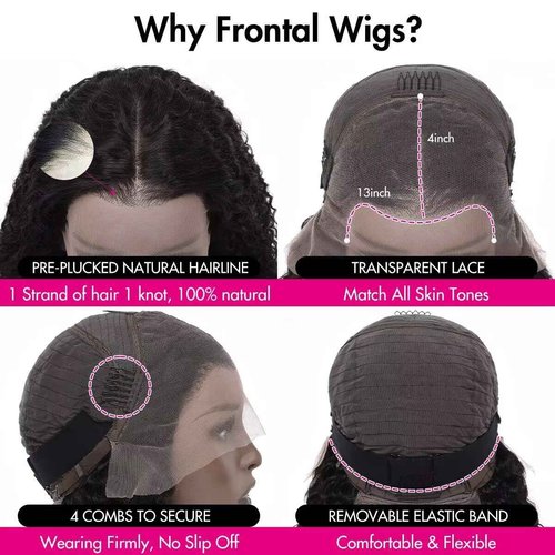 larima Short Curly Wig 200% Density 13X4 HD Lace Front Wigs Human Hair Glueless Wigs Wear and Go Pre Plucked with Baby Hair Jerry Curly Lace Front Wigs Full and Soft Natural Black Color 14 Inch