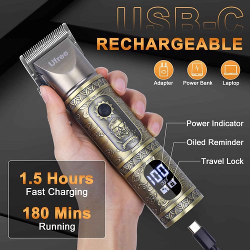 Ufree Beard Hair Trimmer for Men Professional, Grooming Cutting Kit, Mustache T Blade Liners Trimmer Electric Shavers, Barber Supplies, Gifts for Men