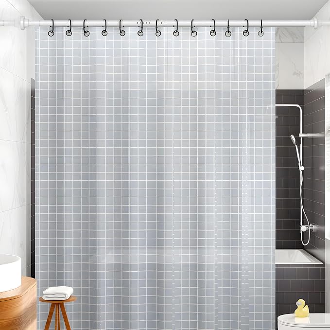 MEXAU White Tension Curtain Rod 40-183 Inch Long Tension Rod 1.26" Spring Tension Curtain Rod Adjustable Curtain Rods No Drilling Tension Shower Rod Curtain Tension Rod for Bathroom Windows Doorways