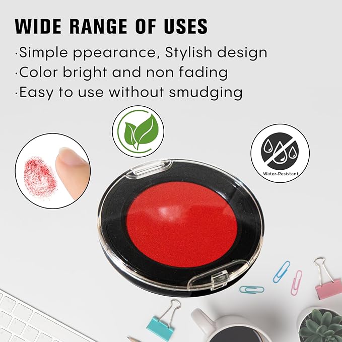 Fingerprint Ink Pad, Quick-Drying & Portable, for Office Notary Supplies, Identification Security ID & Law Enforcement Fingerprint Cards Stamp Pad (Red, 1 Pack
