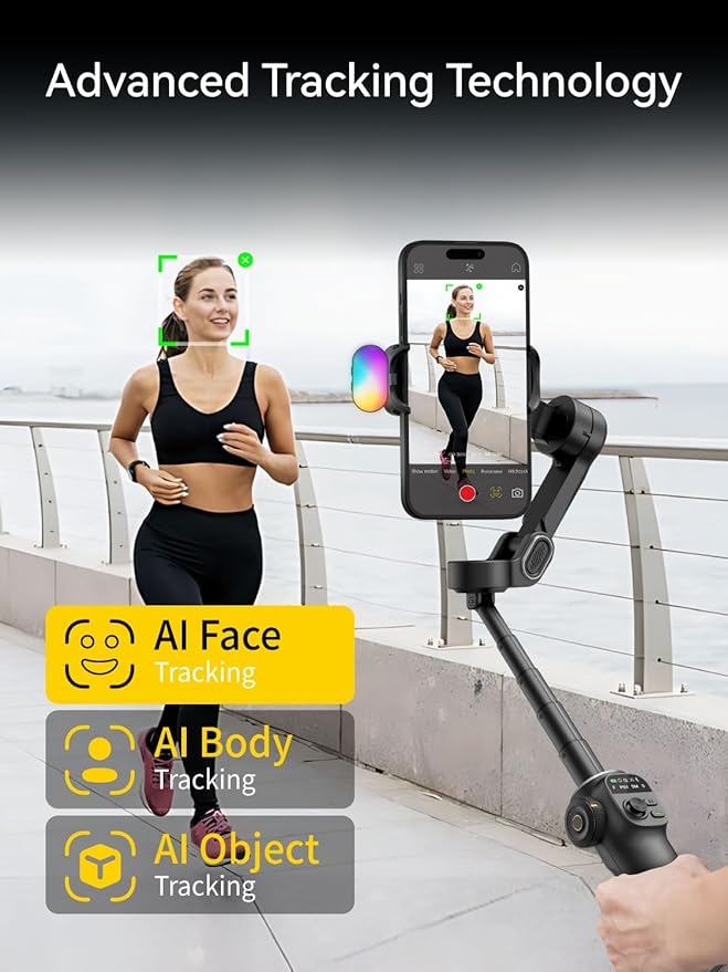 AOCHUAN 3-Axis Gimbal Stabilizer for Smartphone Smart X2 Black Kit & B10 Storage Bag