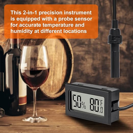1Pcs Mini Digital Thermometer Hygrometer Gauge with Probe Sensor LCD Display Meter Indoor Temperature Humidity Fahrenheit Meter for Incubator Reptile Plant Tank Garden ℉
