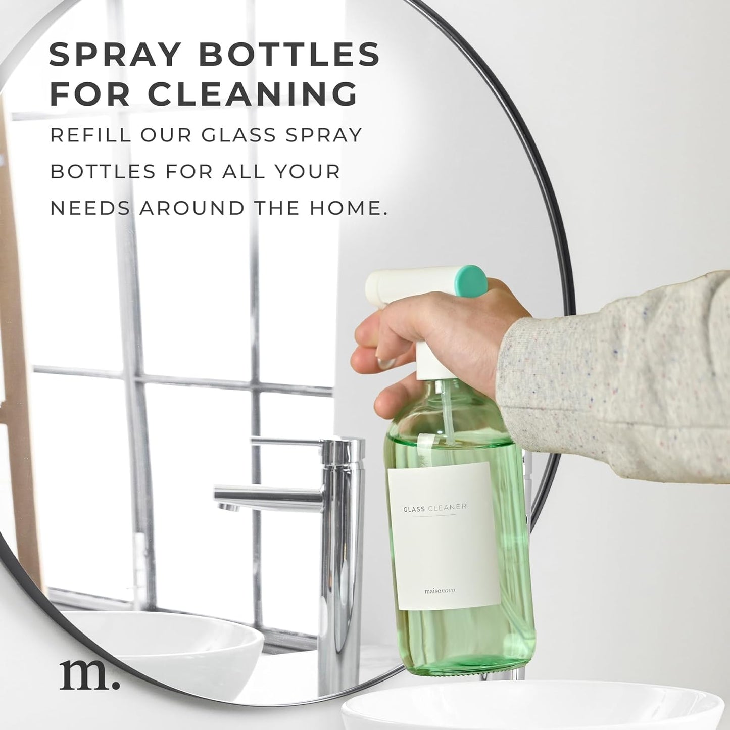 MaisoNovo Spray Bottle for Plants - 16.9 fl oz Green x 2 with 16 Labels