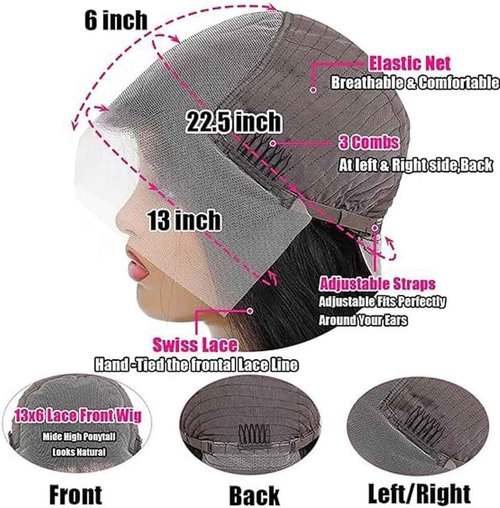 13x6 Straight Lace Front Wig Human Hair 220% Density HD Transparent Lace Front Wigs for Women 30 Inch Lace Wigs Brazilian Virgin Real Human Hair