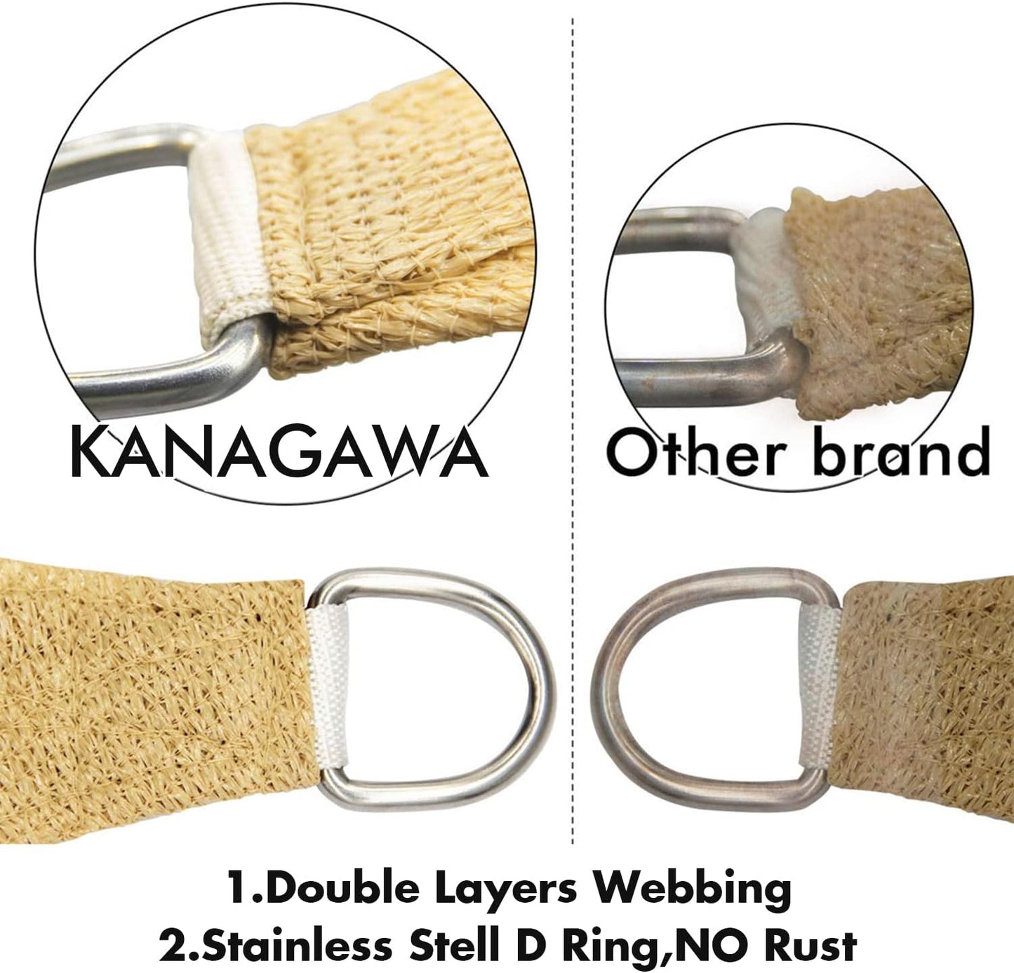 KANAGAWA 21'X22' Sand Custom Size Sun Shade Sail Rectangle UV Block Canopy Cover for Patio Backyard Lawn Garden Outdoor (Customized Available)