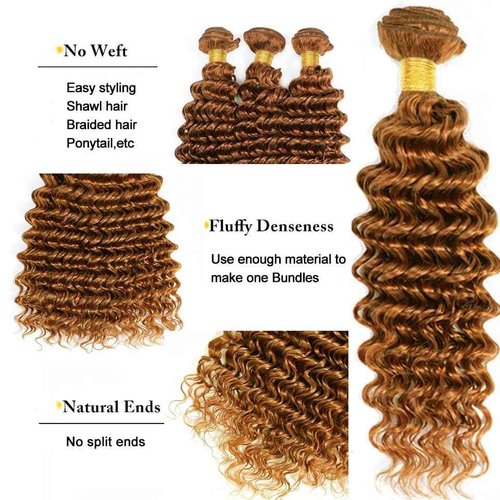Condescension Human Hair Bundles 22 24 26 Inch Blonde Light Brown Deep Wave Bundles Human Hair Unprocessed Brazilian Virgin Quick Weave Hair for Black Women