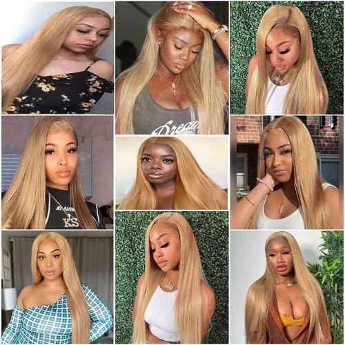 Giginger Brazilian Human Hair Bundles 24 26 28 Inch Honey Brown 27 Color Straight Bundles Human Hair Straight Unprocessed Virgin Quick Weave Hair for Black Women